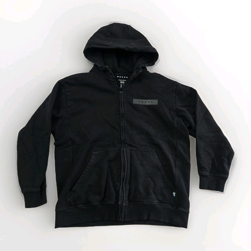 Volvo Logo Graphic Full Zip Hooded Sweatshirt Mens 3XL Black Heavyweight‎ Sweden